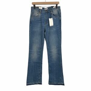 Zara 70's Tribute Flare Jeans High Waisted Distressed Size 6 NEW